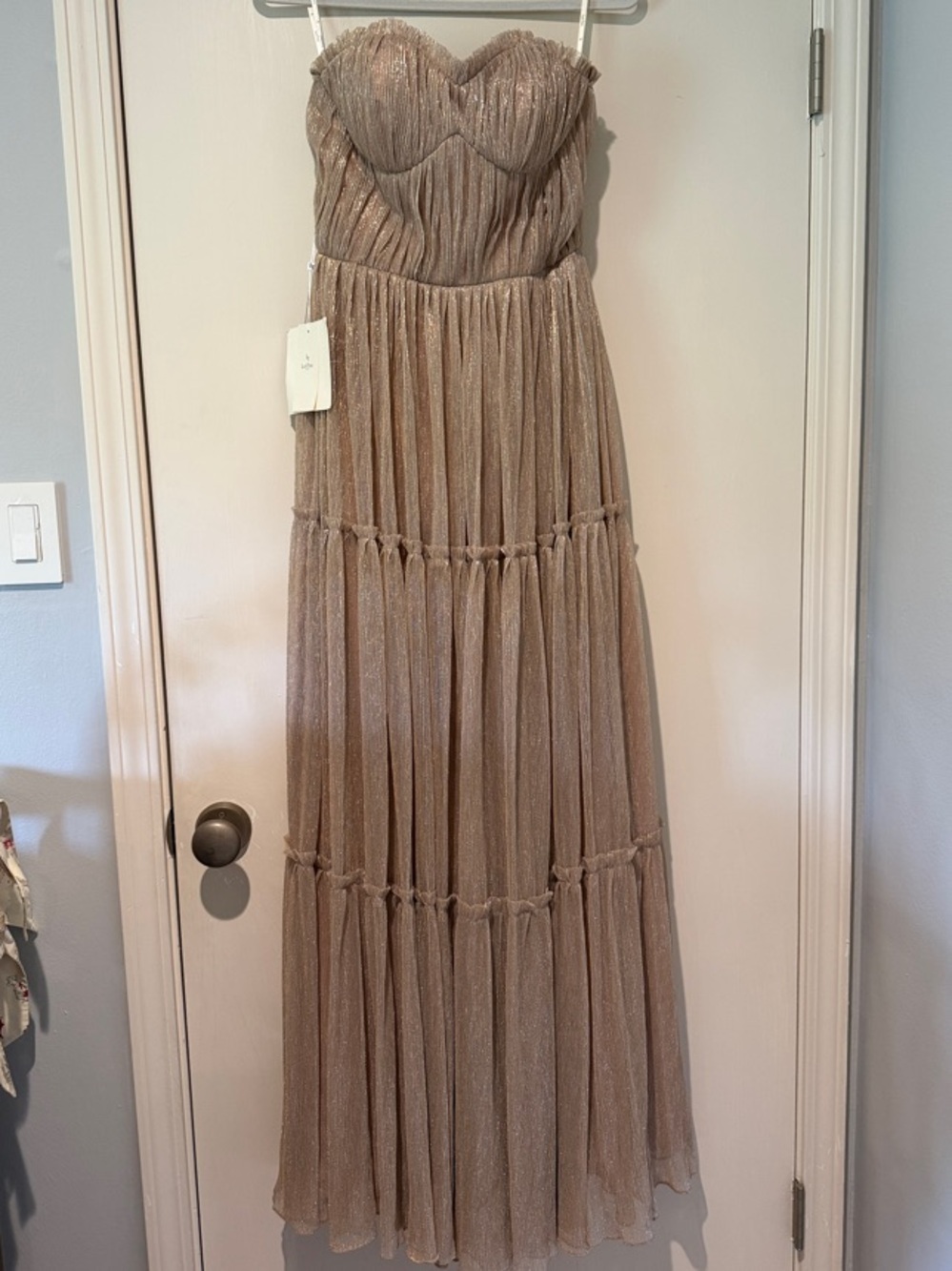 Lanting Strapless Gold Shimmer Gown NWT